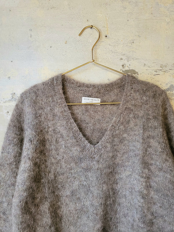 V-neck sweater in mohair