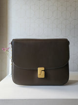 Taupe leather shoulder bag