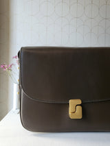 Taupe leather shoulder bag