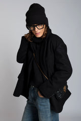 Black caban wool jacket