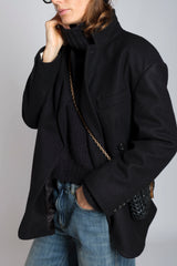 Black caban wool jacket