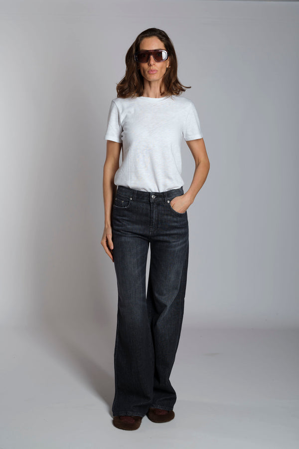 Jeans palazzo denim stretch grigio scuro