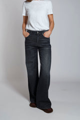 Jeans palazzo denim stretch grigio scuro