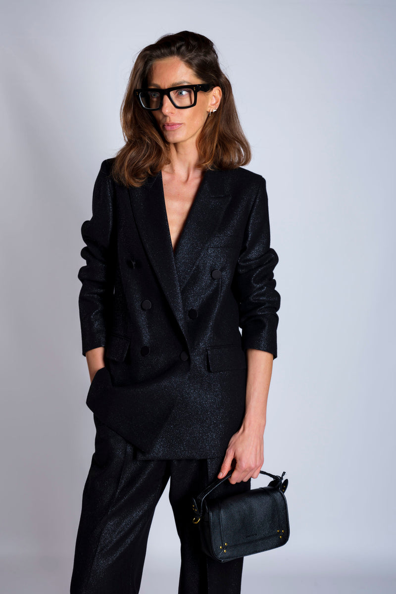 Double-breasted lurex blazer