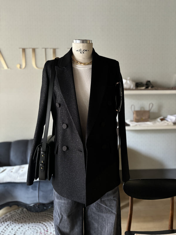 Double-breasted lurex blazer