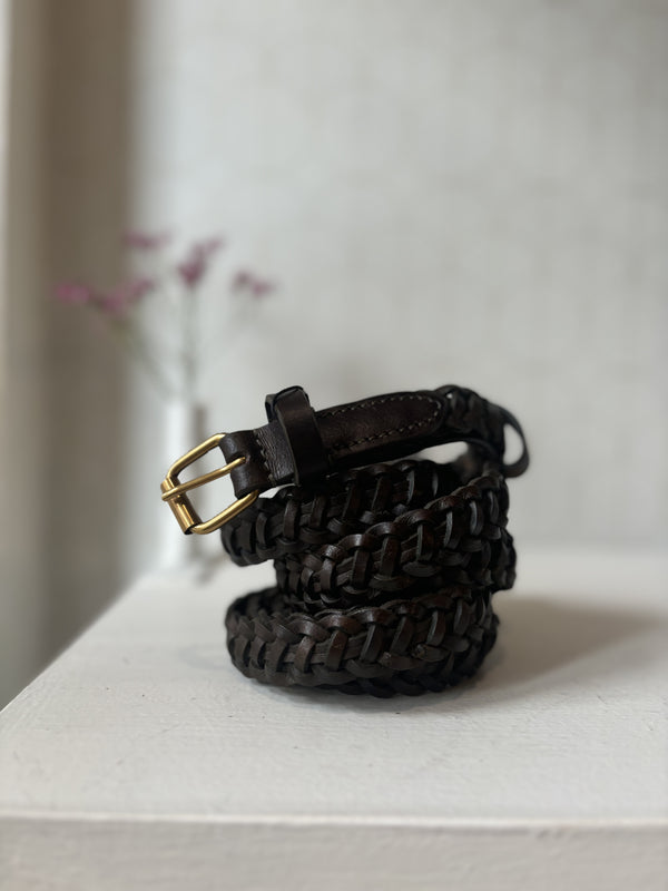 Woven leather belt