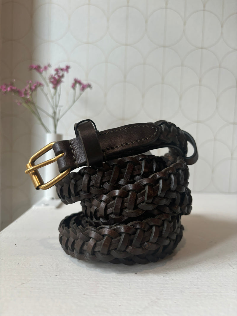 Woven leather belt