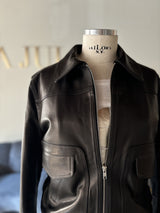 Leather bomber jacket