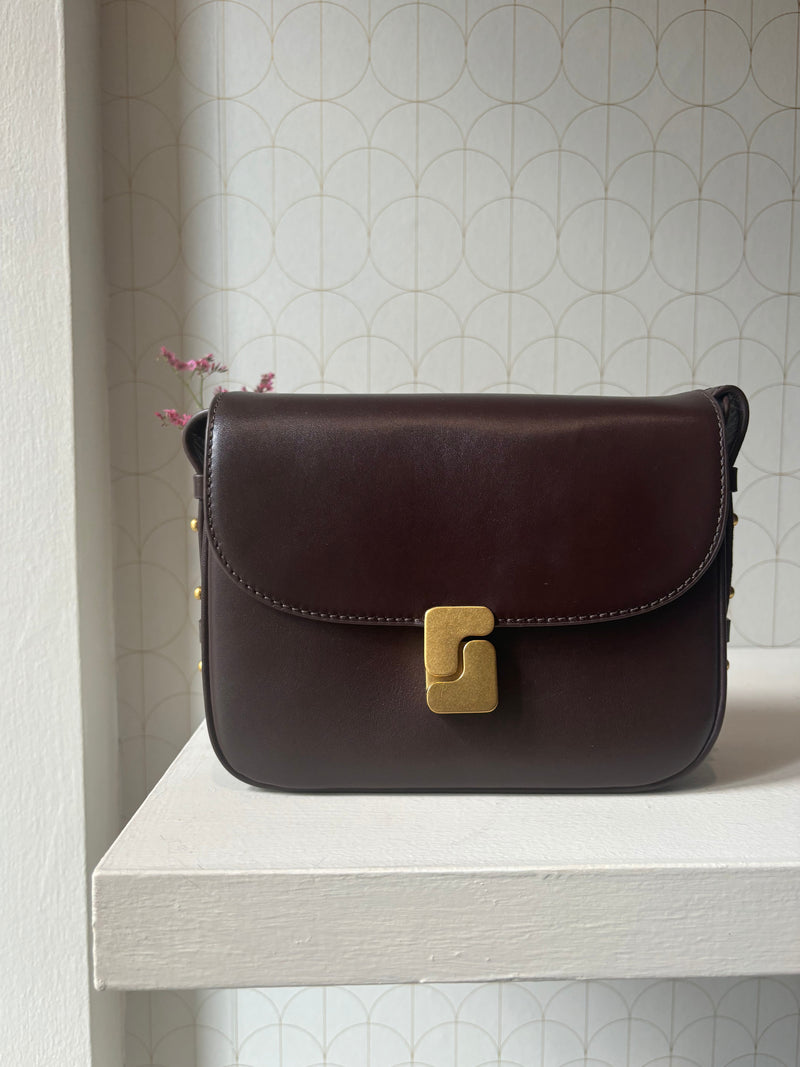 Burgundy leather shoulder bag